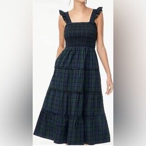 J. Crew Factory Tartan Smocked Poplin Dress